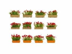 NOCH Blumenkästen blühend Rot, 12 Stück H0