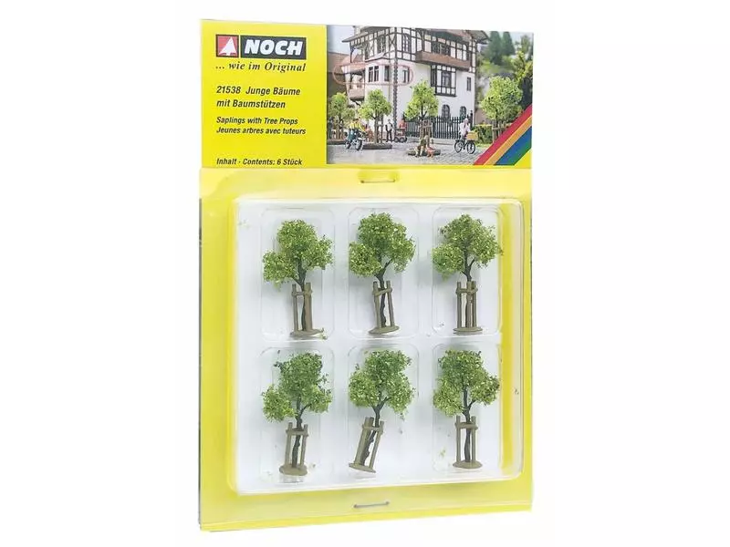 NOCH Junge Bäume mit Baumstützen H0, 6 Stück 5 NOCH Junge Bäume mit Baumstützen H0, 6 Stück – Bild 3